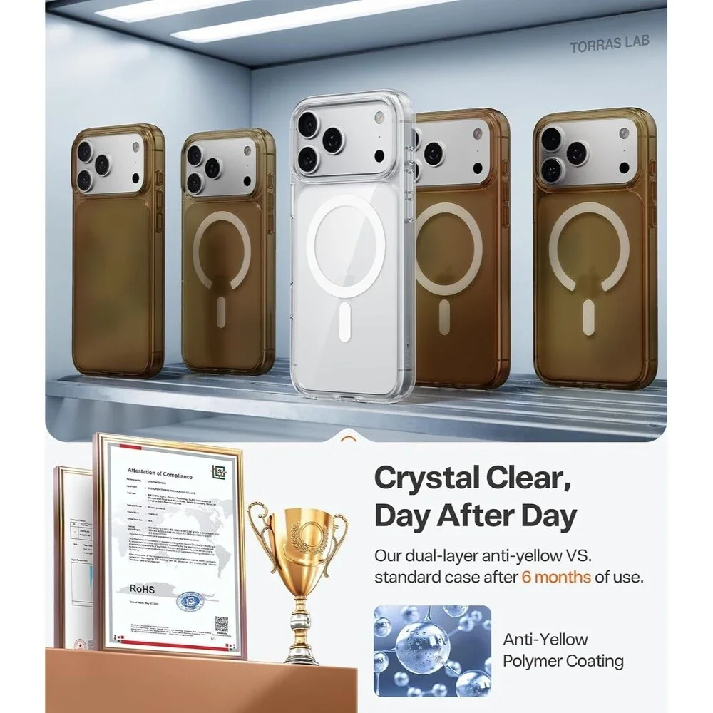 TORRAS Stronger Magnetic For IPhone 17 Pro Case Clear, [Covered Camera Control]